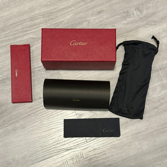 NEW. Cartier Glasses Case, Dust Bag, Wipe and Red Gift Box. - Picture 1 of 7